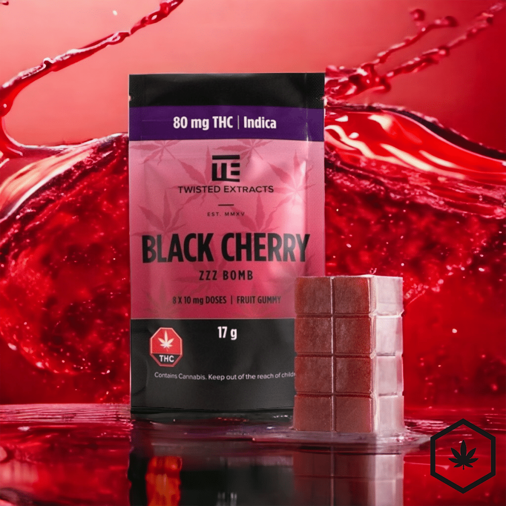 Black Cherry Indica ZZZ Bomb Buy Edibles Twisted Extracts
