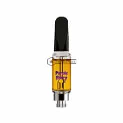 Purple Berry vape cartridge with golden oil and sleek design