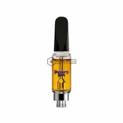 Blackberry Kush vape cartridge with rich golden oil