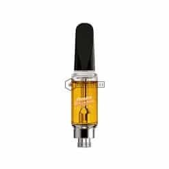Orange Creamsicle vape cartridge with golden oil and sleek glass design
