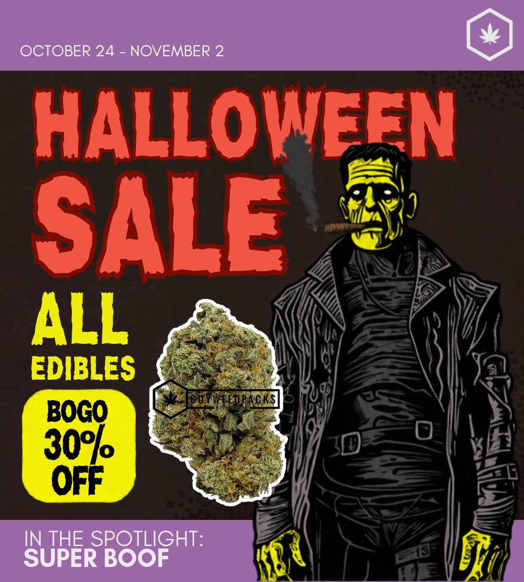 Halloween Sale | Online Dispensary Canada | Buy Weed Online | BWP Buyweedpacks BOGO EDIBLES Frankenstein smoking